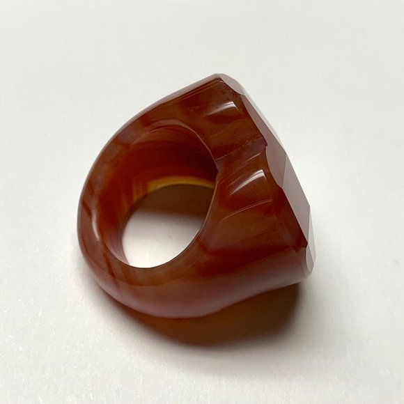 Banded Agate Faceted Heart-Shape Ring Sz 10 - Picture 4 of 8